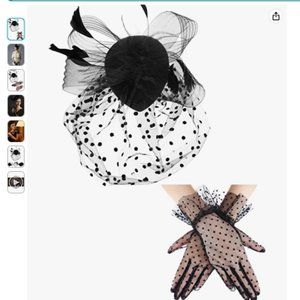 Fascinators for Women Tea Party Hat and Lace Gloves